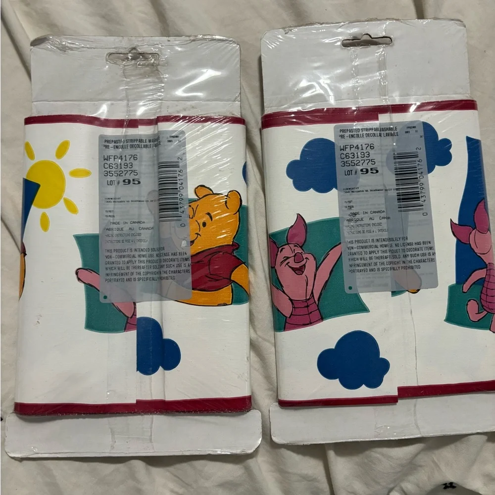 Disney Pooh Decorative Border Wallpaper - Blue, Yellow, Pink